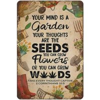 Vintage Thick Metal Tin Sign,Your Mind is A Garden Your are The Seeds Gardening Tin Sign,Gardening Vintage Garden Tin Sign, Y