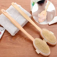 1Pc Wooden Detachable Long Handle Shower Body Brush Bathing Massage Back Body Exfoliating Brush Bathroom Wash Brush Bath Tools