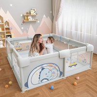 Large Baby Playpen Safe Play Pen for Babies Toddlers Dinosaur Soft Baby Fence Play Yards for Indoor Outdoor with Breathable Mesh