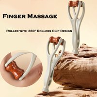 3PCS Solid Wood Finger Massage Roller with 360° Rollers Clips Design Fingers Massager Acupressure Stick for Hand Meridian Relief