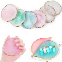 1PC Round Resin Agate Stone Nail Art Palette False Nail Tips Mixing Color Drawing Pallet Gel Polish Display Shelf Manicure Tool