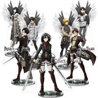 Attack On Titan Wings Of Freedom Levi, Mikasa Eren Anime Acrylic Cartoon Figure Display Stand Model Plate Keychain Jewelry