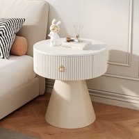 Cream-colored living room simple modern slate side table, home bedroom nightstand with drawers, creative side table for sofa, ne