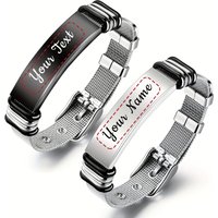 Personalized Names Bracelet Made of 304 Stainless Steel Perfect Gift for Husbands Fathers or Boyfriends Ideal for Christmas
