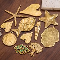 5pcs Stainless Steel Charms Large Fish Starfish Hamsa Hand Gold Pendant for DIY Women Necklace Earrings Jewelry Making Supplies