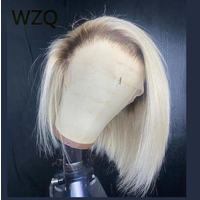 200 Density Transparent Lace Frontal Wigs Brazilian Colored Human Hair Wig Grey White Straight Short Bob For Women Wear And Go