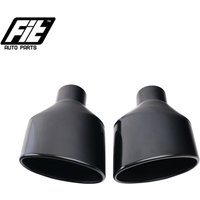 1 Pair Stainless Steel Universal Car Exhaust End Tip 63mm Outlet Rolled Oval Slant muffler tail pipe