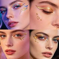 10 PCS Waterproof Eyeliner Eyebrows Tattoo Stickers Aurora Glitter Laser Eye Make-up Stickers Silver Gold