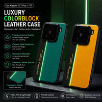 For Xiaomi 17T Pro Ahd 17T Case Luxury Colorblock Leather Fluorescent Line Cover Camera Style Shockproof Bumper Funda