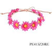 Bohemian Flower & Rainbow Bracelet Set โ Daisy Headband & Woven Anklet for Beach, Parties & Hippie Style
