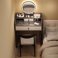 Makeup Vanity Dressing Table Modern Minimalist Small Space Bedroom Mirror Stool Storage Drawers LED Furniture Dressers Home