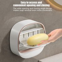 Wall Mounted Soap Dish With Drainage Box Waterproof Punch-Free Bathroom Drain Soap Box Soap Storage Case Bathroom Accessories