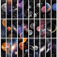 30PCS Space Constellation Card Bookmarks Harajuku Reading Ledger Markers Paper Tags Pages Tagging Marked Cards Gift Cards