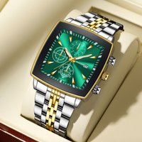 Luxury Square Dial Men Business Watches Stainless Steel Men's Calendar Quartz Watch Reloj Hombre (Without Box)