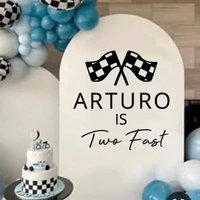 Customized Baby Names Vinyl Decal Baby Is Two Fast Birthday Sticker for Mirror Board Party Decor Wall Stickers Art Mural