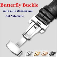 Armband-Schnalle, 10 mm, 12 mm, 14 mm, 16 mm, 20 mm, 22 mm, 24 mm, Stahlschnallen, poliertes Knopfband, Doppelklick-Edelstahl-Verschluss