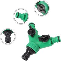 Garden Water Splitter Y Connector 2-Way Valve W/Switch -Quick Connect Plastic Connector for Faucet Irrigation Flower Landscaping