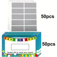 50pc Scratch Off Cards for Small Business Thank You Gift Certificates Loyalty Scratch Cards and Stickers Personalized Blank Gift
