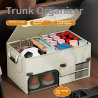 Foldable Trunk Storage Box Waterproof Oxford Cloth 60L Large-Capacity Car Organizer for Camping/Fishing Easy to Carry