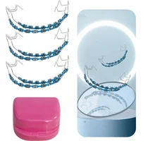 2Pcs Fashion Braces Jewelry Set Colorful Temporary Tooth Decor Dental Fake Braces with Metal Wires Orthodontic Elastic Bands