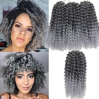 3pcs/pack Crochet Hair Synthetic Curly Braiding Hair Extensions Black to Grey Ombre Deep Wave Crochet Braids for Black Women