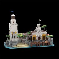 New 5001Pcs Moc European Medieval Pirates Series Puerto Harbor Light Model Building Diy Creative Ideas Kids Toys Gift Blocks