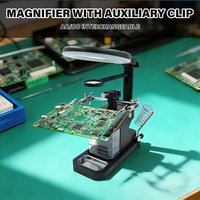 LED Light Third Hand Tool Desktop Soldering Station with 2.5X 4X 16X Magnifying Glass for Welding & Repair Applications