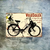 AliExpress NONE 2D Flat, 1pc of Vintage Metal Wall Sign, Measuring 20.32X30.48 Cm, Featuring Retro Bicycle Art with VELO SOLEX Design, French