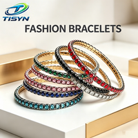 Colorful Zircon Bracelet for Women Alloy Colorful Zircon Bracelets Fashion Jewelry Trendy Bangle Gifts