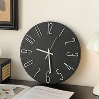 12 inch Wall Clock Silent Non-Ticking Minimalist 3D Numbers Round Quartz Clock for Living Room Bedroom Office Modern Home Decor