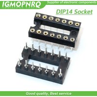 10pcs DIP-14 Round Hole 14 Pins 2.54MM DIP DIP14 IC Sockets Adaptor Solder Type 14PIN IC Connector IGMOPNRQ