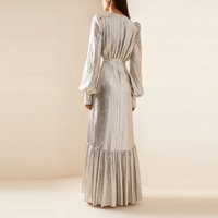 Casual Lantern Sleeves Robe Holiday Dresses Lady Fashion O-neck Pleated Fishtail Dress Elegant Summer Hight Waist Banquet Dress