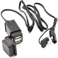 100cm SAE To USB Cable Adapter 3.1A Waterproof Motorcycle Dual USB Charger Kit Dual Port Power Socket for Phone Tablet GPS