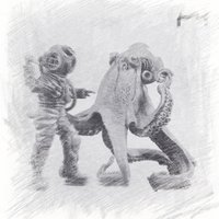 1/35 scale resin unpainted model kit, Diver and Octopus unassembled and unpainted GK 1982+1983