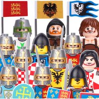 Medieval Military Knight Soldier Figures Building Blocks Ancient Lion Castle Army Guard Infantry Shield Flag Bricks Toys
