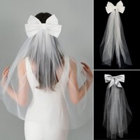Fashion New Bride Wedding Double-layer Bow Shawl Veil For Women Sweet Princess Headdress Veil Hair Accessories Jewelry