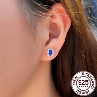 CWWZircons 925 Sterling Silver Vintage Blue CZ Zircon Big Flower Shape Stud Earrings for Women Wedding Party Jewelry Gifts SE109