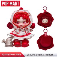 POPMART Skullpanda Amid Flowers Vinyl Plush Pendant Doll Petals In Four Acts Headphone Bag Skullpanda Blind Box Figurine Gift