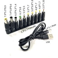 USB To DC Cable With 10Pcs Different Size DC Connectors DC 5V USB Cable Boost Converter Cord