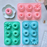 1 Pcs Silicone Donut Baking Molds Multicolor Doughnut Pans 6-Cavity Designs Donut Flower And Swirl Shaped Suitable For Baking