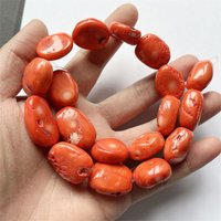 Large Carved Old Orange Coral Nugget Big Gem Stone Beads Gemstone Spacer DIY Jewelry Making Bracelet Fashion Necklace Earrings
