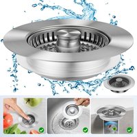 Sink Drain Strainer,3-in-1 Stainless Steel Sink Stopper for Kitchen Gadgets,Upgrade Pop-Up Anti-Clogging Sink Strainer Plug