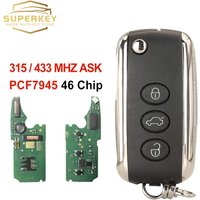SUPERKEY 315MHz 433MHz 46 Chip Keyless Flip Smart Key For Bentley Continental GT Flying Spur KR55WK45032