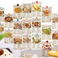 20pcs Vintage Gourmet Recipe Wall Postcards,Classic Dishes Ingredients&Step Instruction,For Home Kitchen Decor,Food Lover Gifts