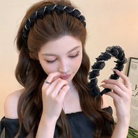 Retro Rhinestone Headband Black Mesh Headband New Fluffy Headband Light Luxury Girls Headband Hair Accessories
