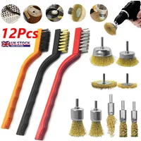 9pcs Steel Wire Brush Drill Brass Coated Set Tool Rotary Polishing Rust with 3 Pcs Wire Brush Set Nylon Metal Rust Paint Remover