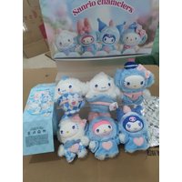 Sanrio Family Fox Island & Blue Flutter Series Vinyl Plush Blind Box Cute Cartoon Hello Kitty Kuromi Pendants Girl Bag Toy Gifts