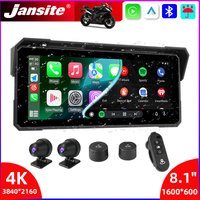 Jansite Przenośny 8,1-calowy Wodoodporny Rejestrator Motocyklowy 4K DVR z GPS, Bezprzewodowym Carplay, Android Auto i Monitorem, Klasy Ochrony IP67