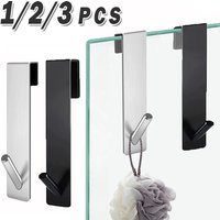1/2/3pcs Heavy-Duty Stainless Steel Glass Door Hooks with Silent Pads - Wall-Mounted Towel Rack for Frameless Shower Doors