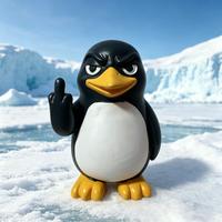 Middle Finger Penguin Resin Statue Unique Desk Ornaments Interesting Small Sculpture for Home Office Decor Gift